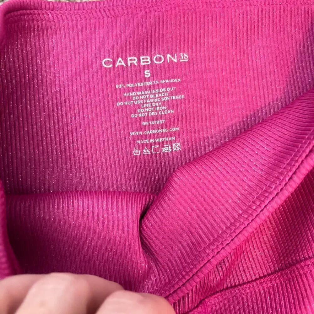 Carbon 38 Hot Pink Ribbed Sparkle Leggings Size: S